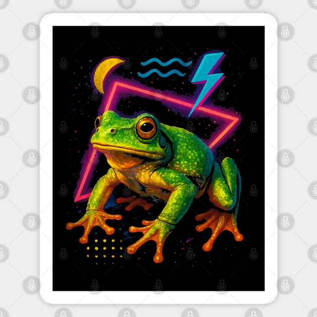 Retro Neon Barking Tree Frog Magnet by Reptiq's Store